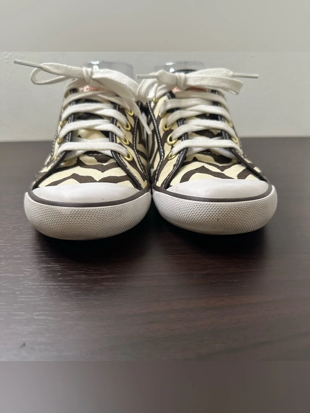 Coach Barrett Zebra Animal Print Canvas Leather Lace-Up Sneakers Rubber Sole 7.5